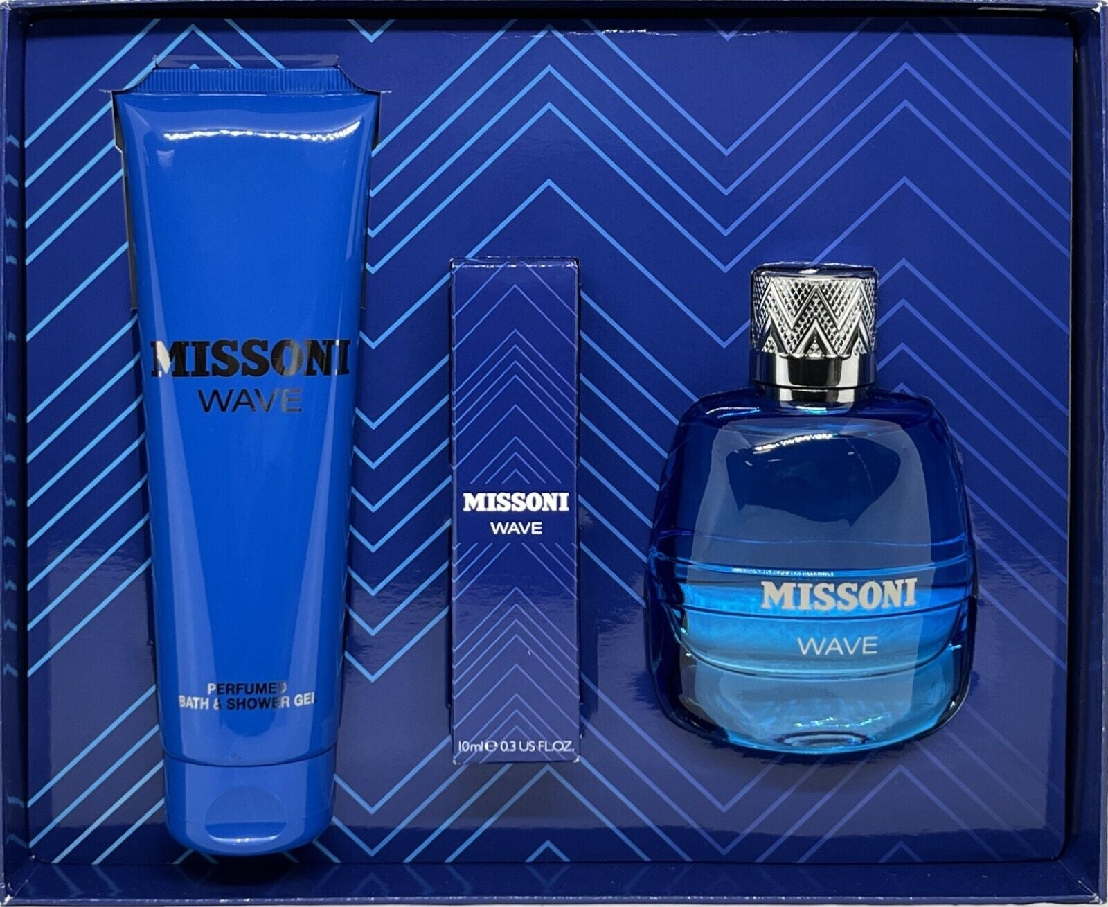 MISSONI WAVE 3 PCS GIFT SET for MEN EDT 3.4 Oz, PEN, SHOWER GEL BRAND NEW!